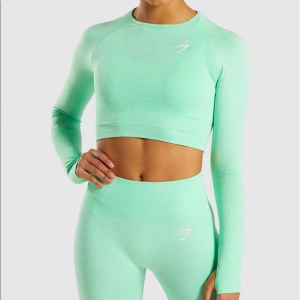 Gymshark Vital Seamless Green Long Sleeve Crop Top